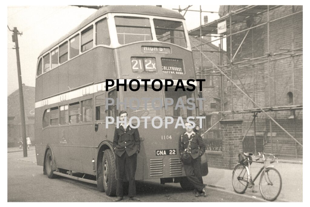 Old postcard showing the 212X Bus to Collyhurst, Manchester