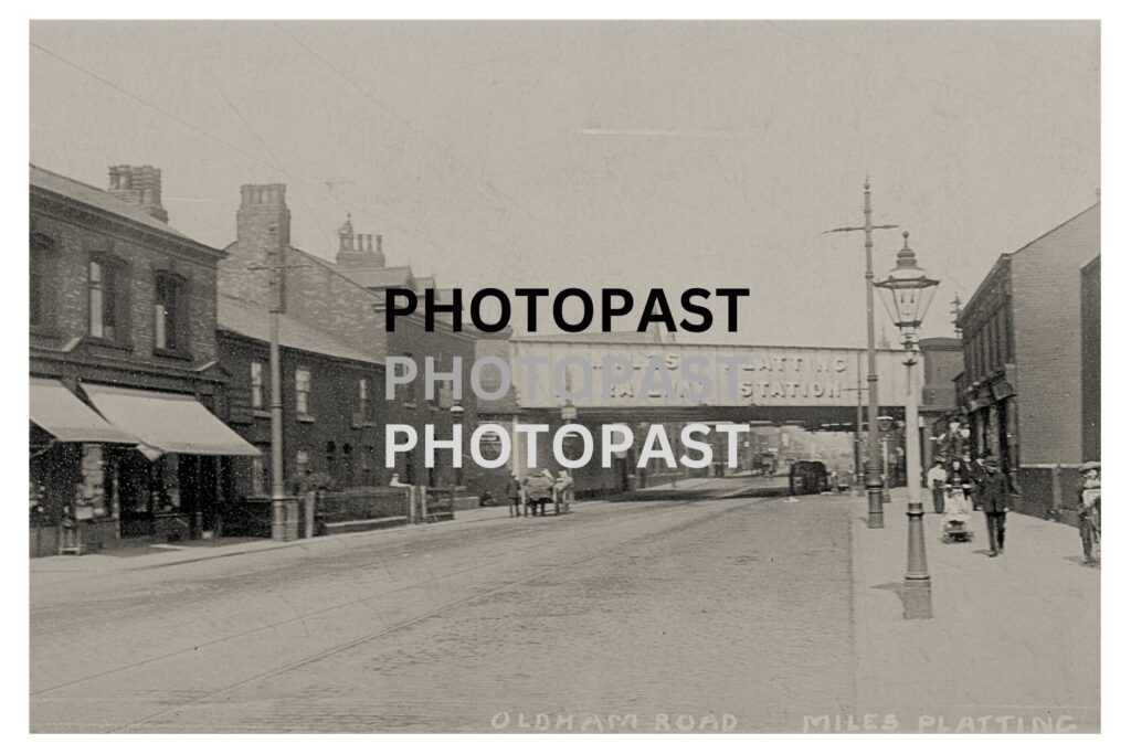 Old postcard showing Oldham Road, Miles Platting, Manchester