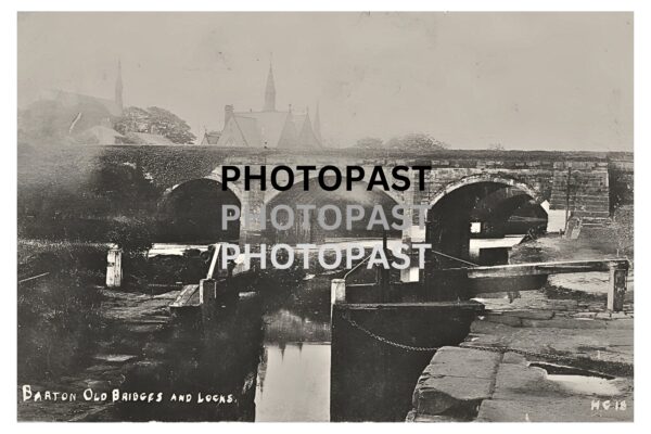 Old postcard of Barton Old Bridges and Locks, Barton, Eccles, Manchester