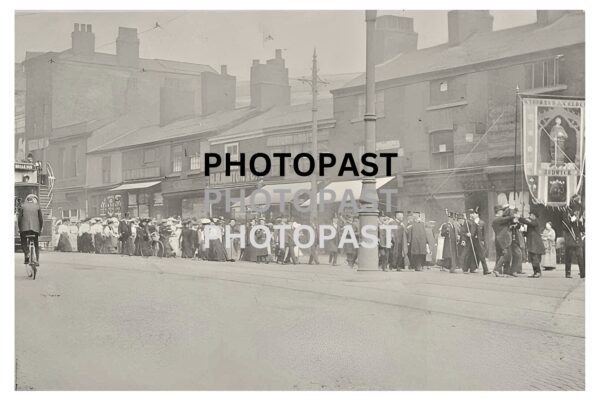 Old postcard showing St Thomas's Procession, London Rd, Ardwick, Manchester