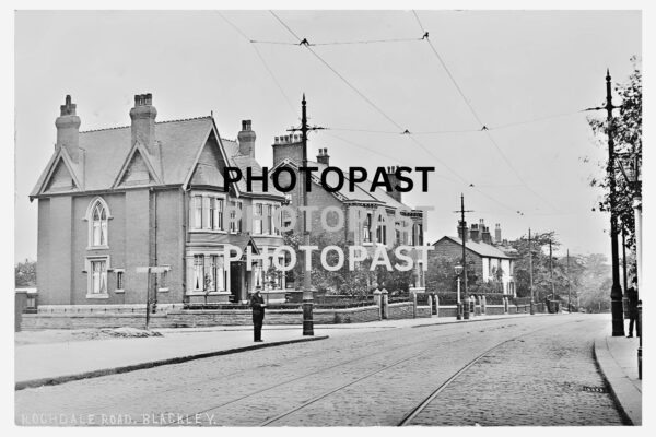 Old postcard showing Rochdale Road, Blackley, Manchester