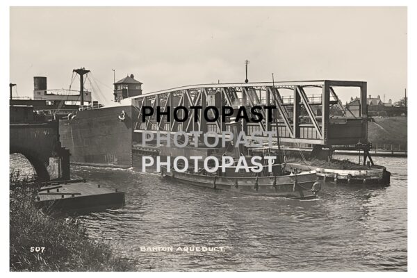 Old postcard of Ship passing through Barton Swing Bridge (Inbound), Manchester Ship Canal, Manchester