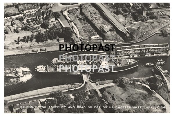 Old postcard showing Barton Swing Bridge From The Air, Manchester Ship Canal, Manchester
