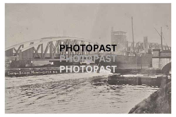 Old postcard showing Ship Passing Through Barton Bridge, Manchester Ship Canal, Eccles, Manchester