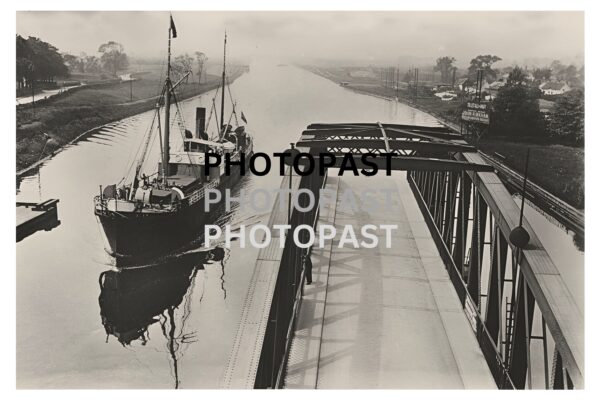 Old postcard of Ship Passing Through Barton Bridge, Manchester Ship Canal, Manchester