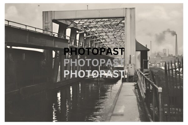 Old postcard of Coal Barge Passing Through Barton Aqueduct, Bridgewater Canal, Barton, Eccles, Manchester