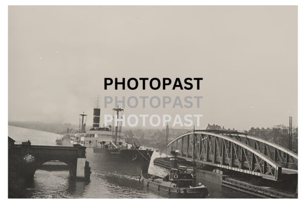 Old postcard of SS Keysome Passing Through Barton Swing Bridge, Manchester Ship Canal, Barton, Eccles, Manchester