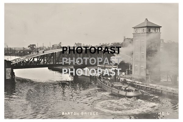 Old postcard of MSC Tug at Barton Swing Bridge, Manchester Ship Canal, Barton, Eccles, Manchester