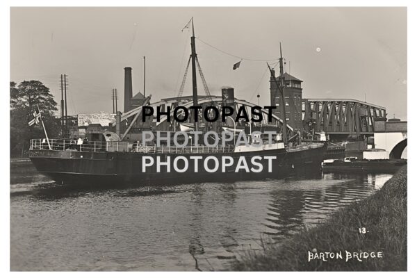 Old postcard of Ship Passing Through Barton Swing Bridge, Manchester Ship Canal, Barton, Eccles, Manchester
