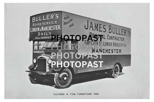 Old postcard showing James Buller Furniture Van, Grecian Street, Lower Broughton, Salford, Manchester