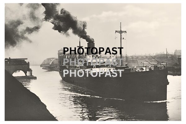 Old postcard of a Steam Ship Passing Through Barton, Manchester Ship Canal, Barton, Eccles, Manchester