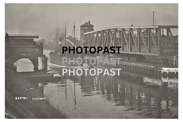 Old postcard of Ship Passing Through Barton Swing bridge, Manchester Ship Canal, Barton, Eccles, Manchester