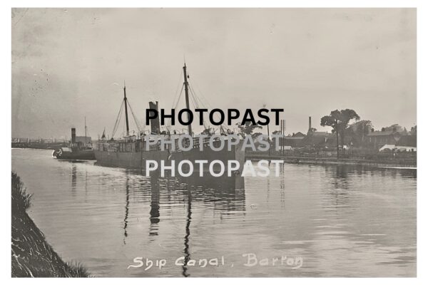 Old postcard of SS Wansbeck Passing Through Barton, Manchester Ship Canal, Barton, Eccles, Manchester
