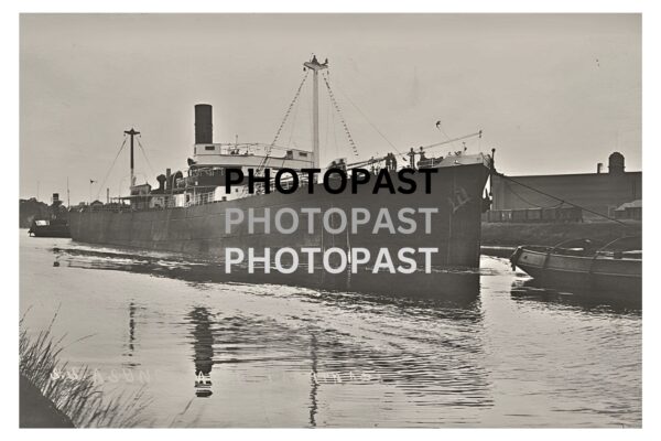 Old postcard showing SS Asuncion De Larrinaga Passing Through Barton Bridge, Manchester Ship Canal, Barton, Eccles, Manchester