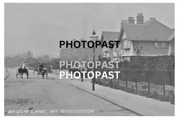 Old postcard photo image of Broom Lane, Higher Broughton, Salford, Manchester