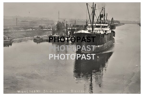 Old postcard of SS Bergslagen Passing Through Barton, Manchester Ship Canal, Eccles, Manchester