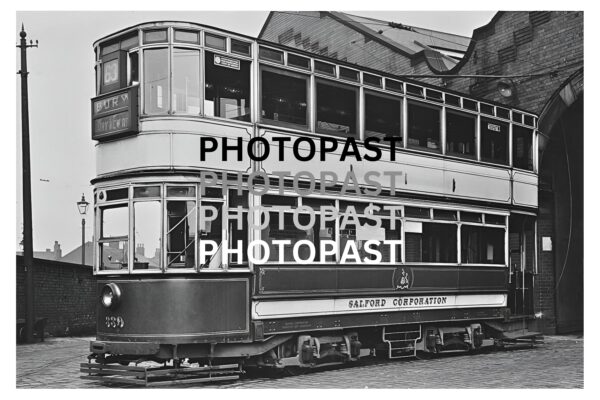 Old postcard of trams at Frederick Road Tram Depot, Broughton, Salford, Manchester