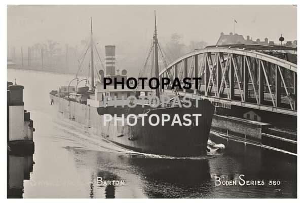 Old postcard of Ship Passing Through Barton Swing Bridge, Manchester Ship Canal, Eccles, Manchester