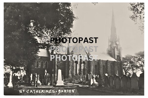 Old postcard showing St Catherines Church, Barton, Eccles, Manchester
