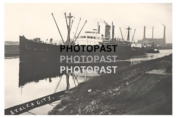 Old postcard showing The SS Azalea City Passing Through Barton, Manchester Ship Canal, Eccles, Manchester