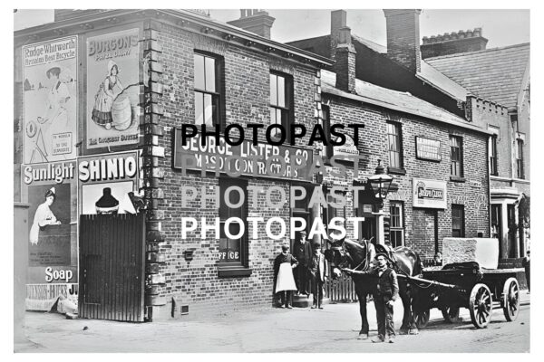Old postcard of George Lister, Stonemason, Elizabeth Street, Cheetham Hill, Manchester