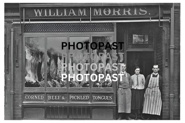 Old postcard of William Morris (Butchers), 2 Bury Old Road, Cheetham Hill, Manchester