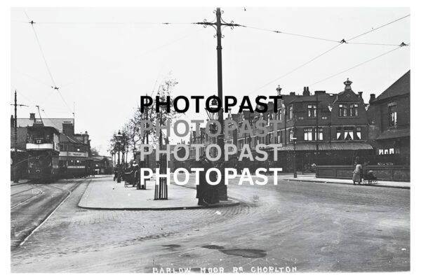 Old postcard of The Tram Terminus, Barlow Moor Road, Chorlton, Manchester