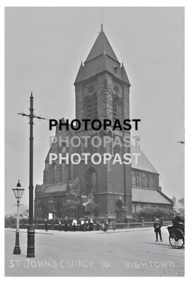 Old postcard of St Johns Church, Hightown, Cheetham Hill, Manchester