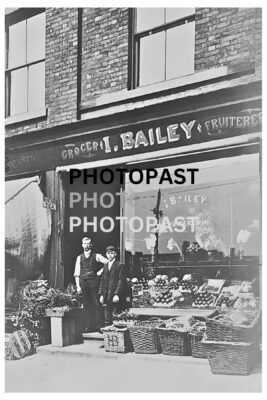 Old postcard of Isaac Bailey (Fruiterer), 298 Cheetham Hill Road, Cheetham Hill, Manchester