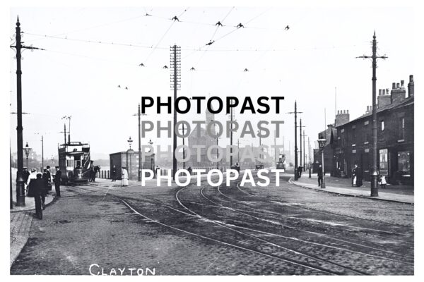 Old postcard of Clayton Tram Terminus, Clayton, Manchester