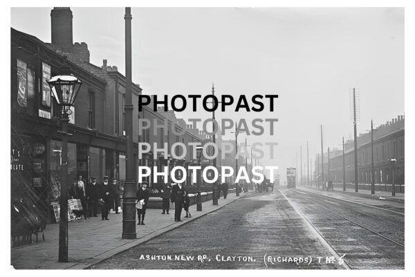 Old postcard of Ashton New Road, Clayton, Manchester