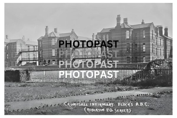 Old postcard of Crumpsall Infirmary, Crumpsall. Manchester